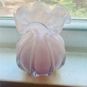 Fenton style purple glass pumpkin vase